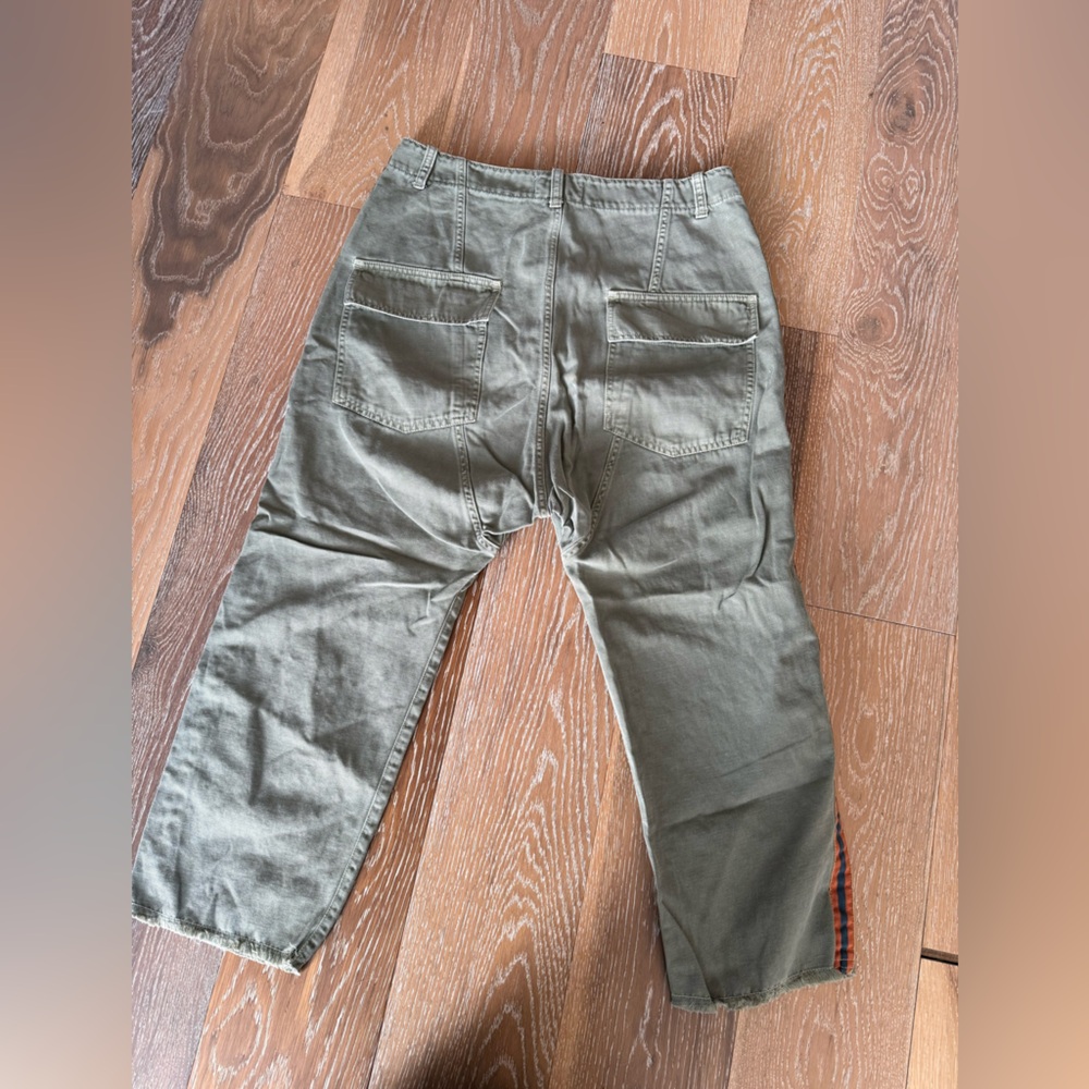 Nili Lotan Luna Pant w/ Tape in Green w/ Orange and Navy Tape sides sir 8 - Picture 8 of 9
